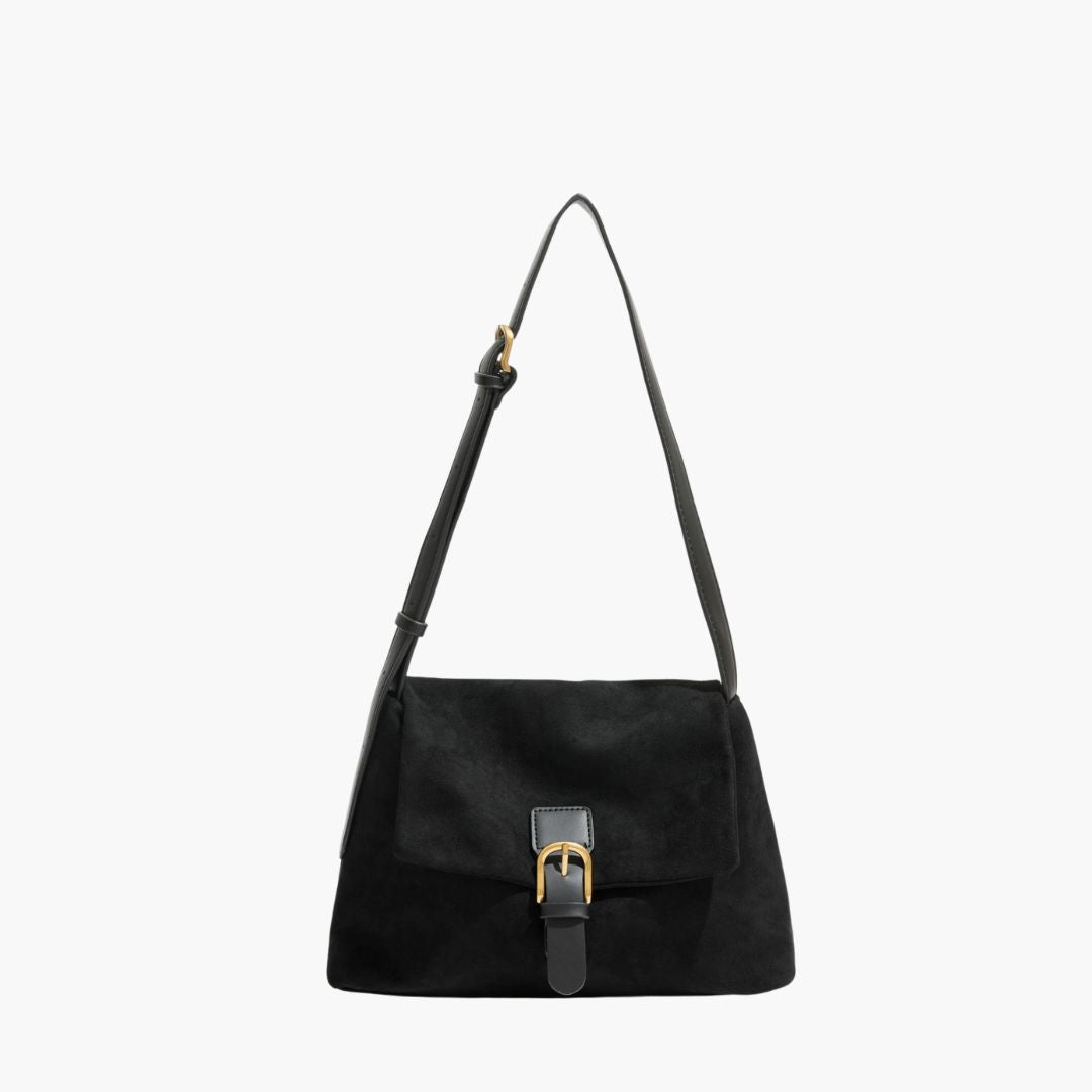 Suede shoulder bag for women - Stylish and luxurious handbag-nimoda20241227-Calm Wears-Black-Calm Wears