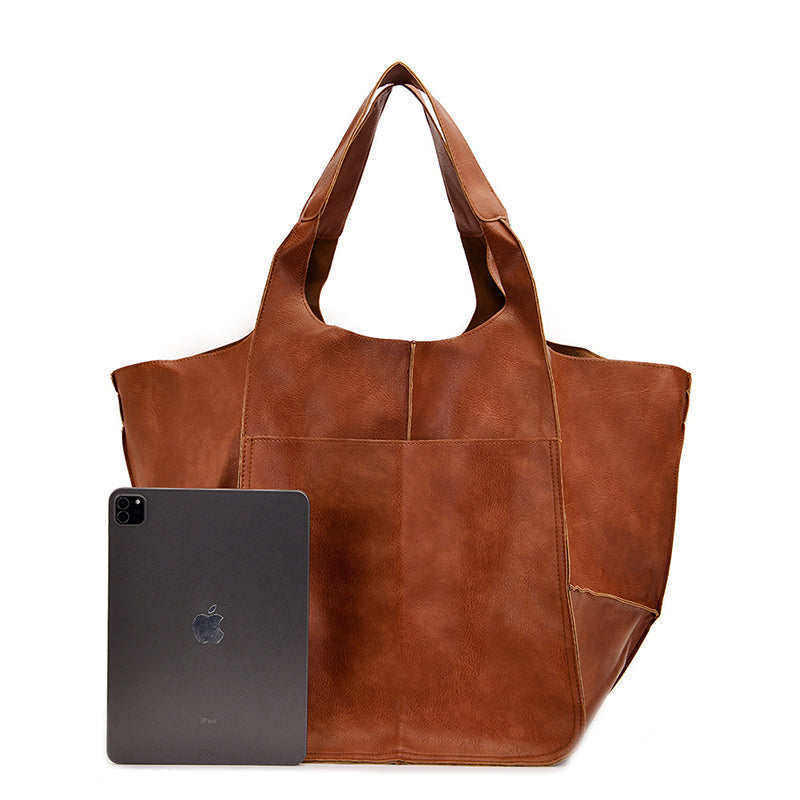 Oversized Leather Shoulder Bag for Women