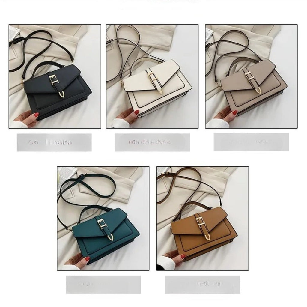 for ladies - Elegant handbag with gold buckle and adjustable strap-Calm Wears-Black-Calm Wears