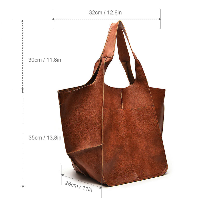 Oversized Leather Shoulder Bag for Women