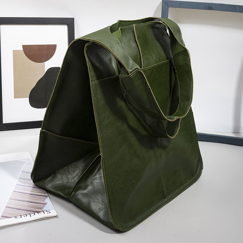 Oversized Leather Shoulder Bag for Women