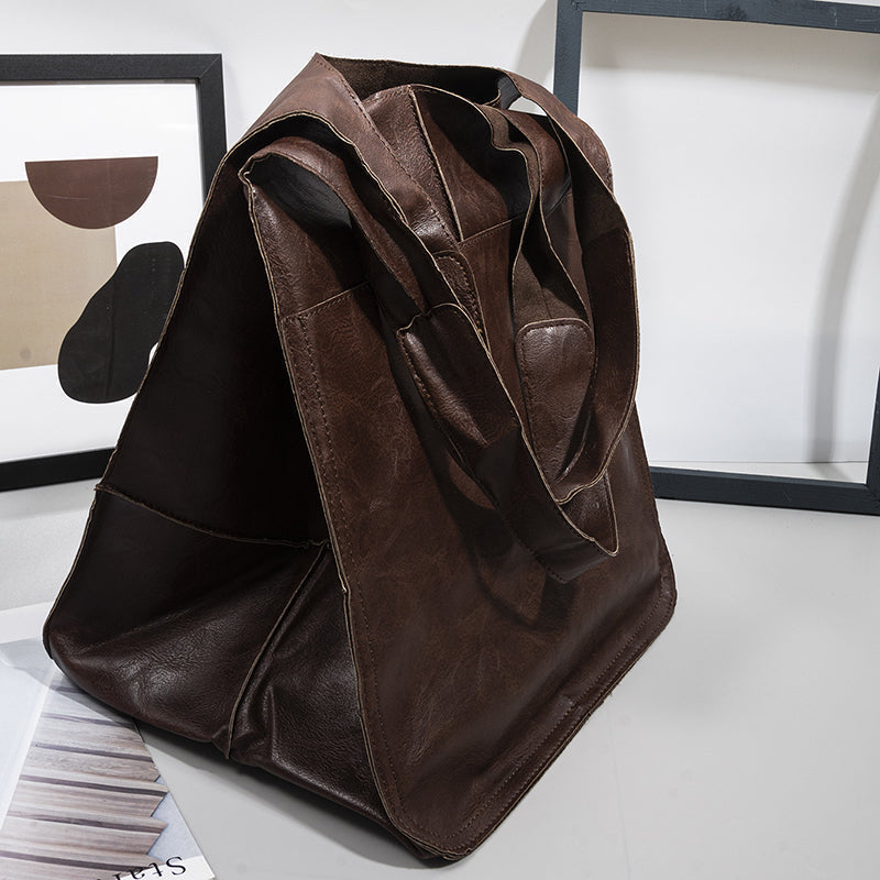 Oversized Leather Shoulder Bag for Women