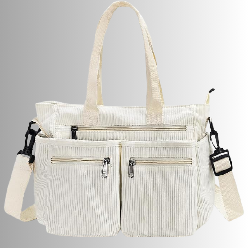 Cord Shoulder Bag with Multiple Pockets for Women