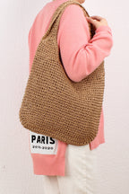 Shoulder bag made of braided straw