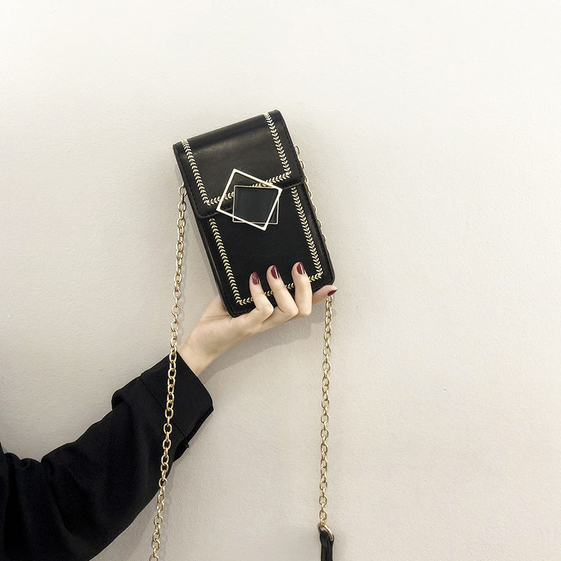 Women's fashionable mobile phone bag with elegant chain strap