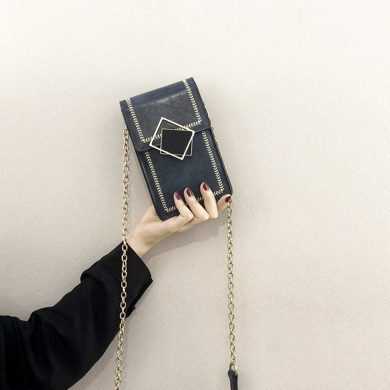 Women's fashionable mobile phone bag with elegant chain strap