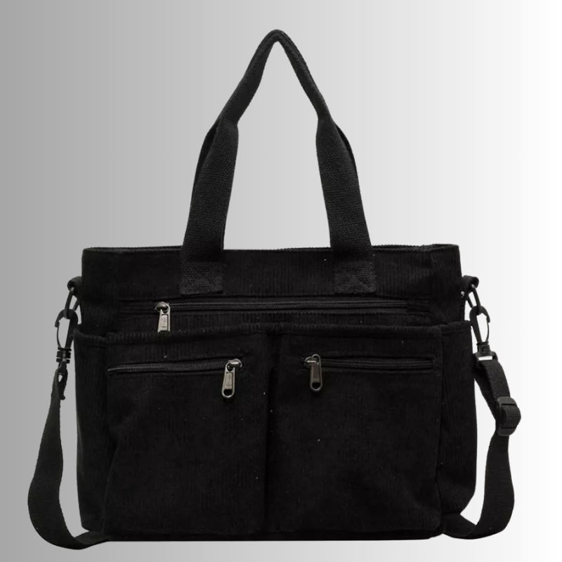 Cord Shoulder Bag with Multiple Pockets for Women