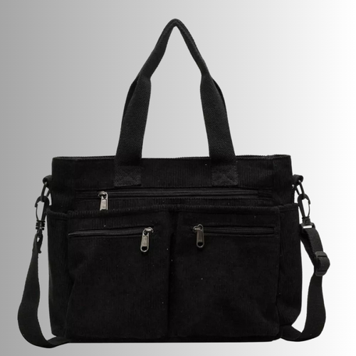 Cord Shoulder Bag with Multiple Pockets for Women-majaesbjerg20250421-Calm Wears-Black-Calm Wears