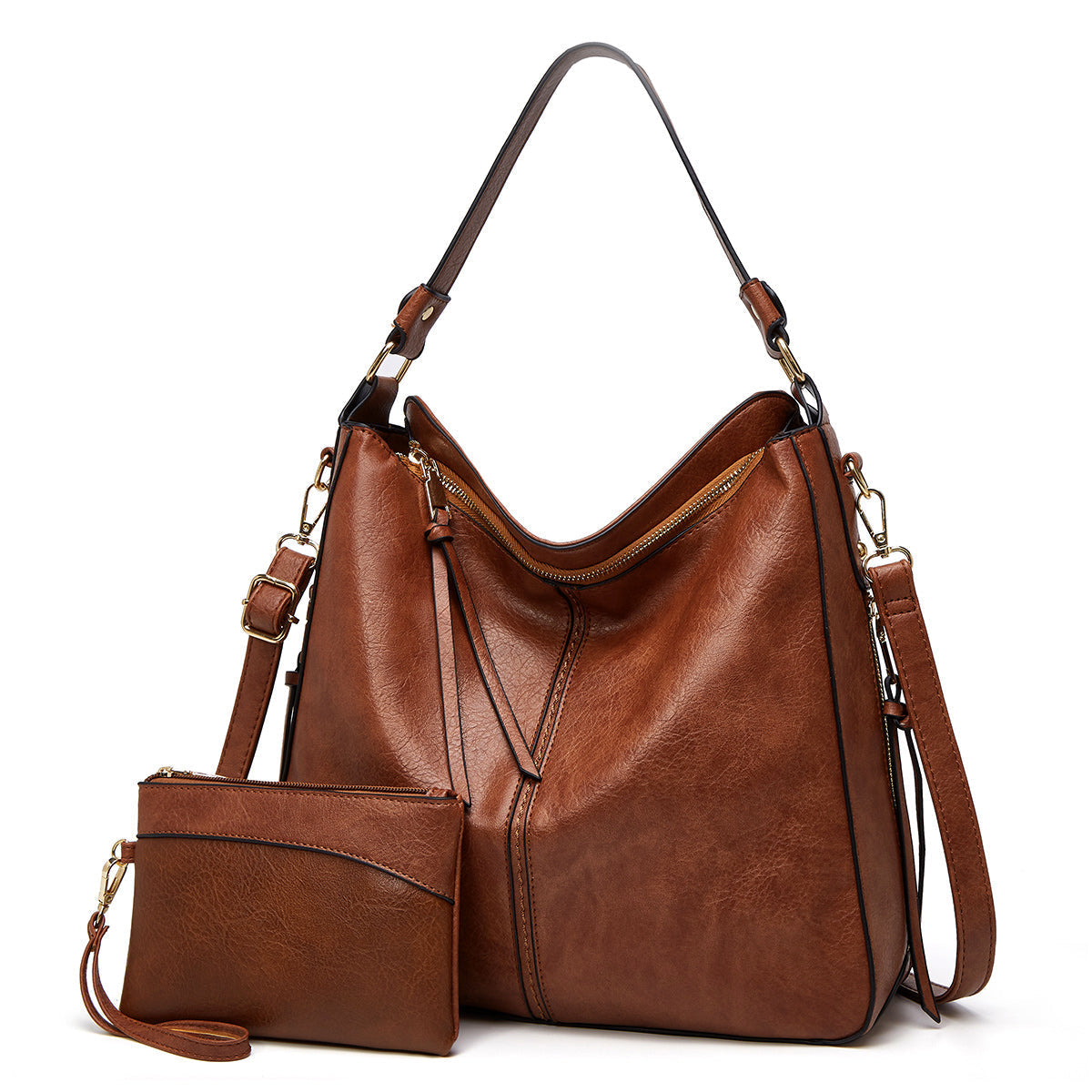 Vintage-inspired leather hobo bag