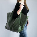 Oversized Leather Shoulder Bag for Women