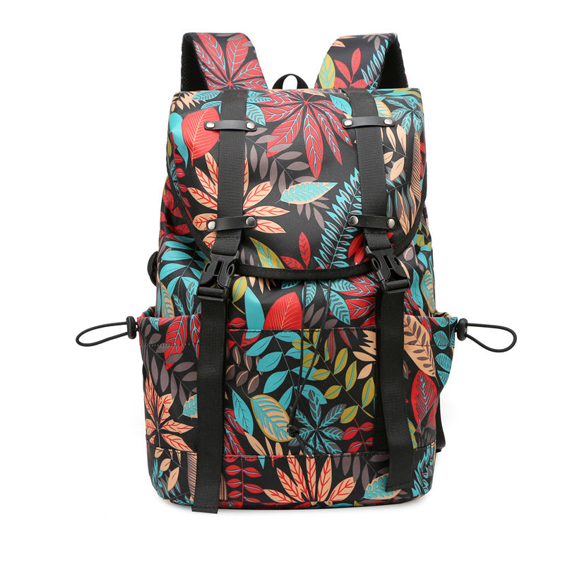 Stylish Leaf-Patterned Backpack