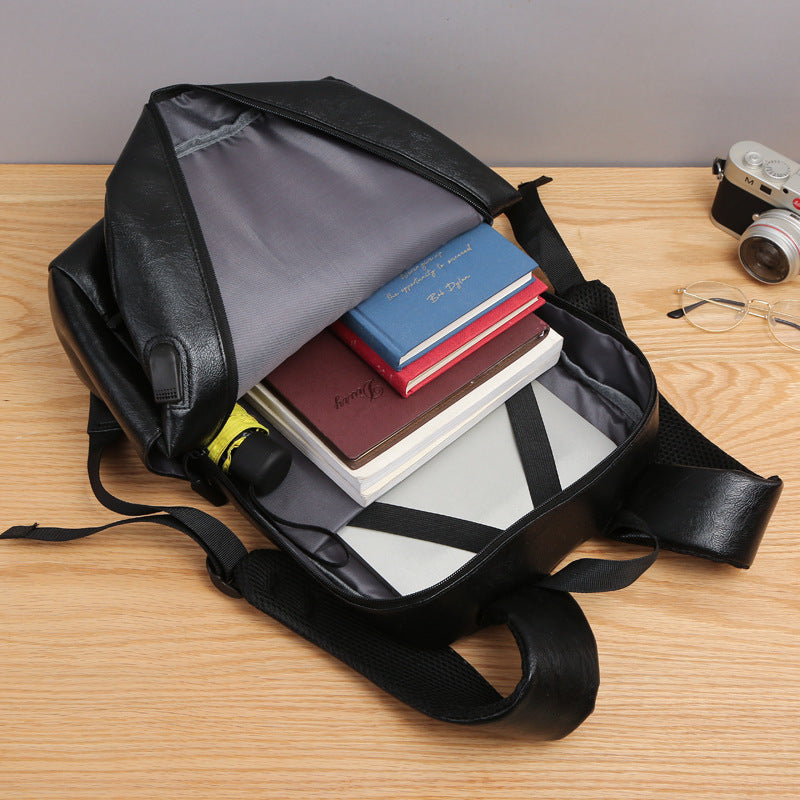 Eco-Friendly Textured Leather Laptop Backpack