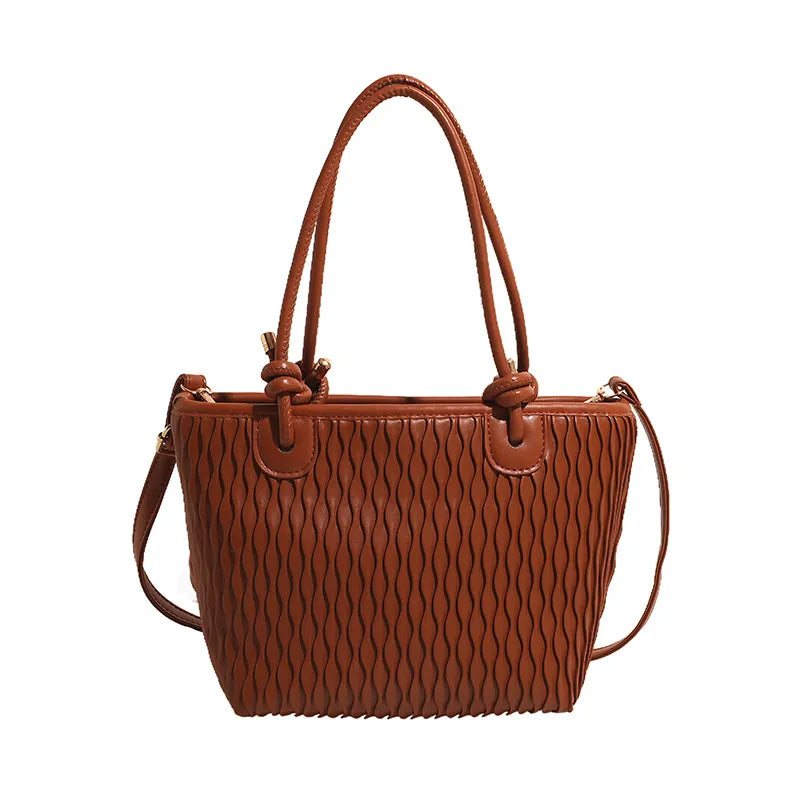 Shoulder bag for - Simple bag with textured design and adjustable strap-Calm Wears-Light brown-Calm Wears
