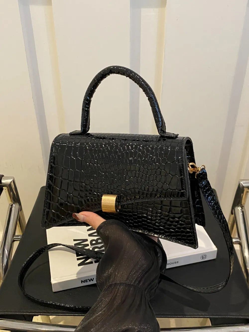 Sculpted Crocodile Mini-clare bags20260419-Calm Wears-Black-One size-Calm Wears