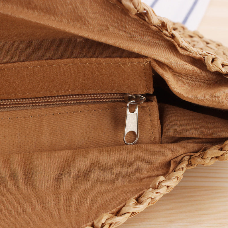 Simple Round Shoulder Bag Straw Bag Summer Beach Bags