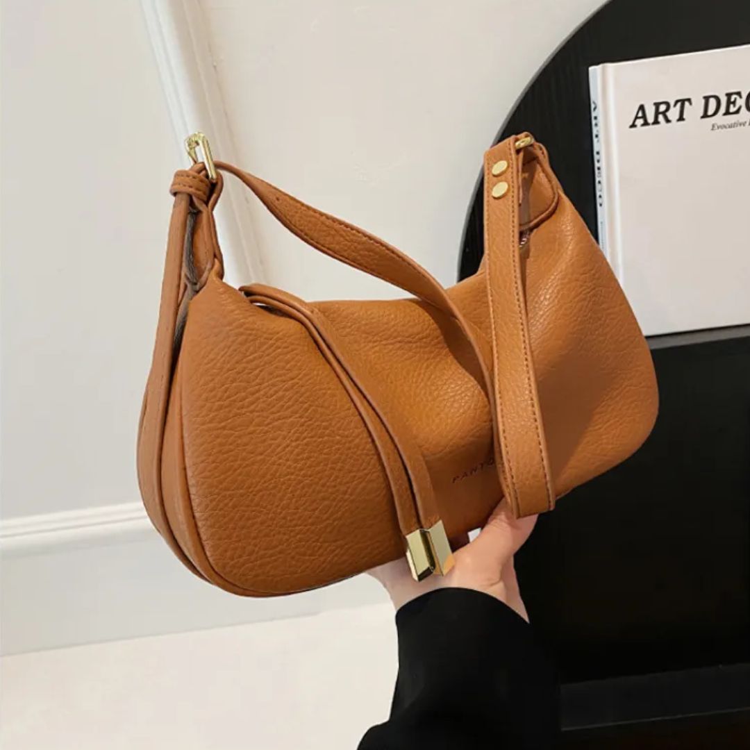 Shoulder bag for - Simple shoulder bag in dumpling design with adjustable strap-Calm Wears-Braun-Calm Wears