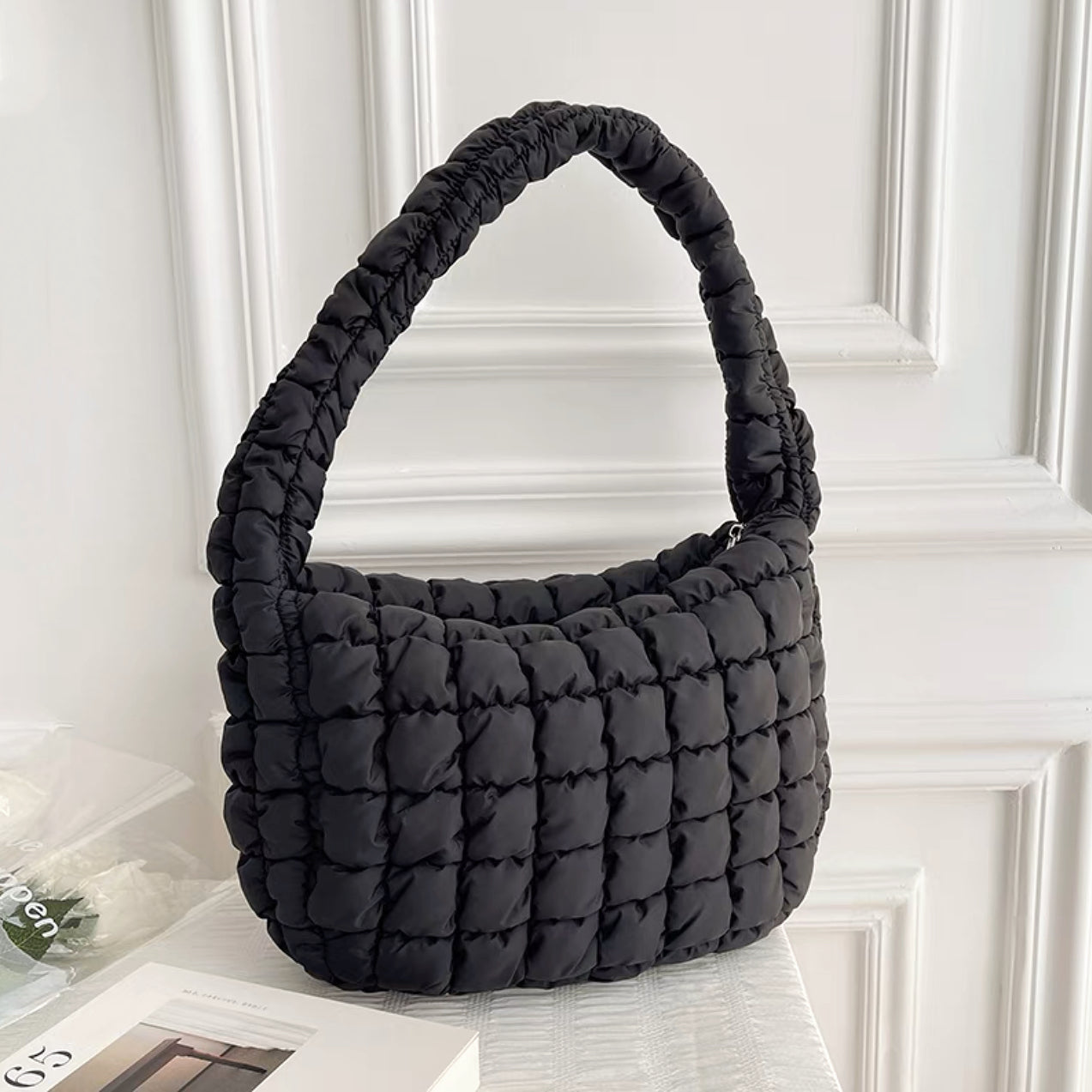 Pleated Shoulder Bag for Women-mivona20250409-Calm Wears-Black-Calm Wears