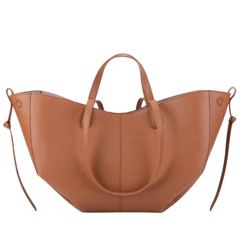 Large Grainy Leather Tote Bag-dione couture20260421-Calm Wears-Brown-Calm Wears