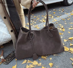 Large suede shoulder bag, women's work tote bag with binding detail-mayfair ellis20260422-Calm Wears-Black-Calm Wears