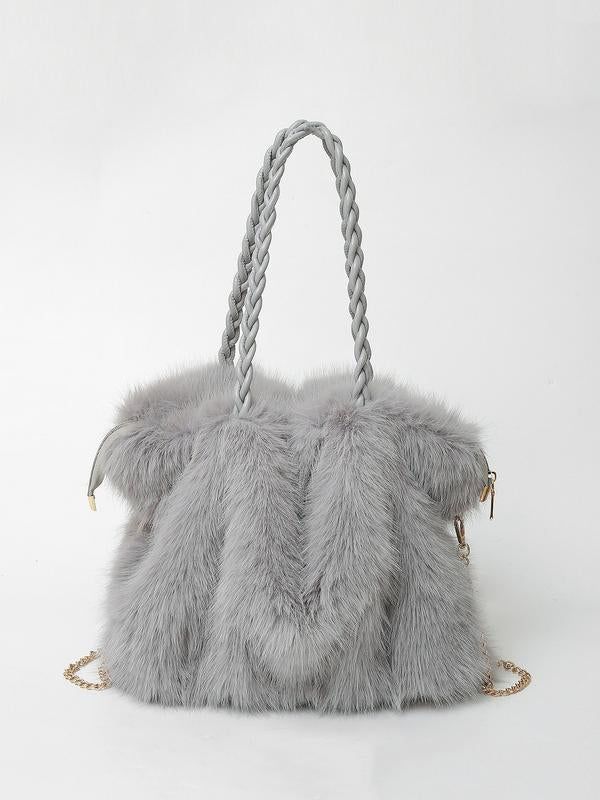 Plush Shoulder Tote Bag-ivy luna20260422-Calm Wears-Gray-Calm Wears