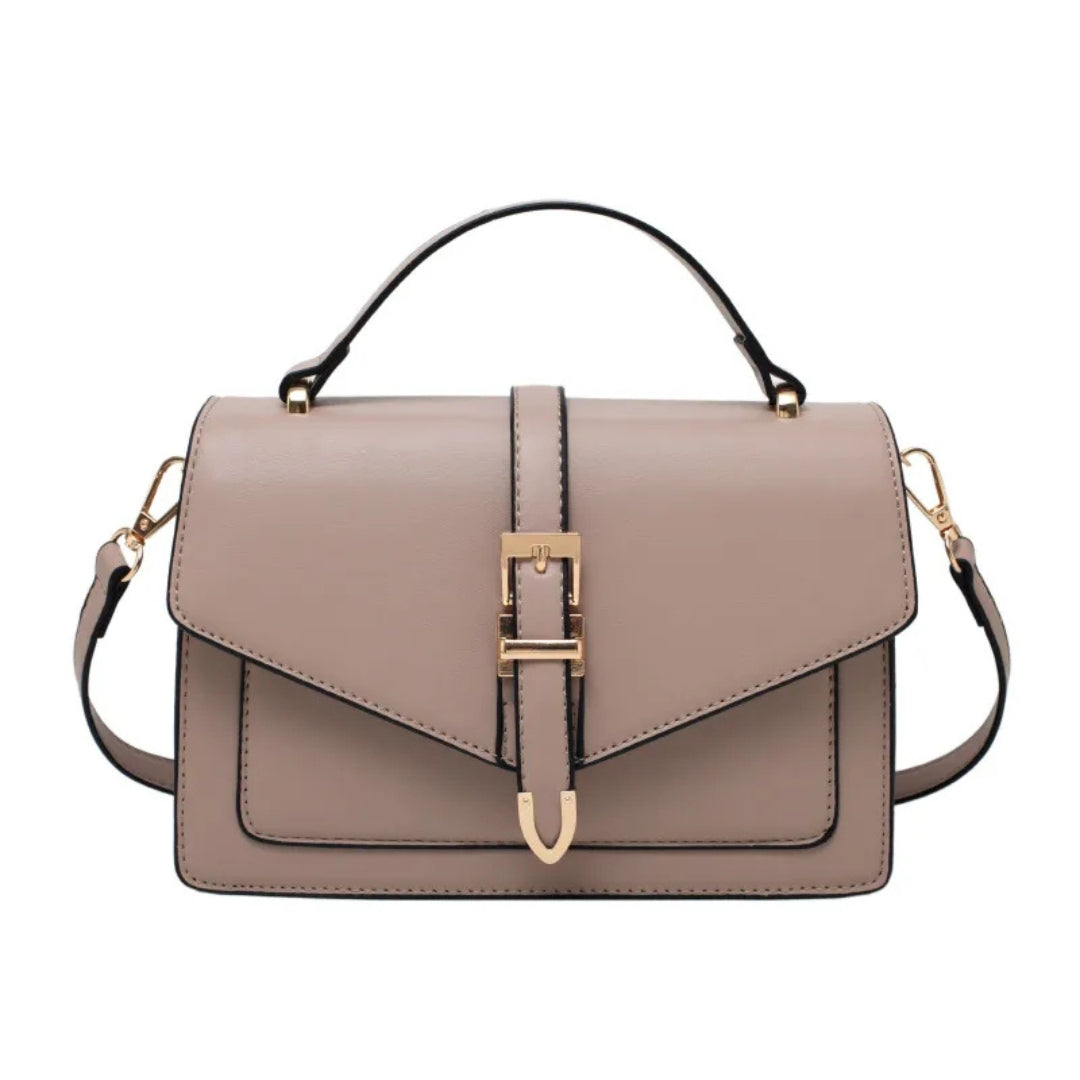 for ladies - Elegant handbag with gold buckle and adjustable strap-Calm Wears-Khaki-Calm Wears