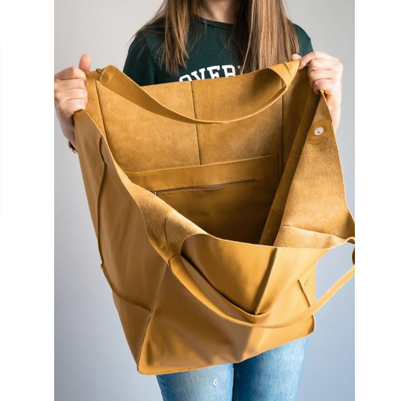 Oversized Leather Shoulder Bag for Women