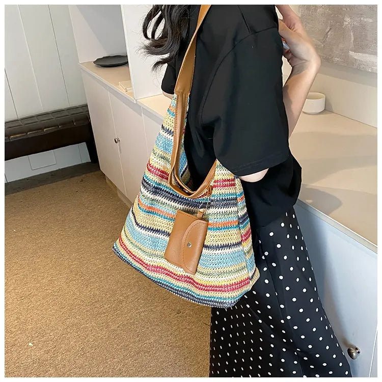 Colorful shoulder bag made of cotton with a practical additional pocket-taschenschmied20260417-Calm Wears-Blue-Calm Wears