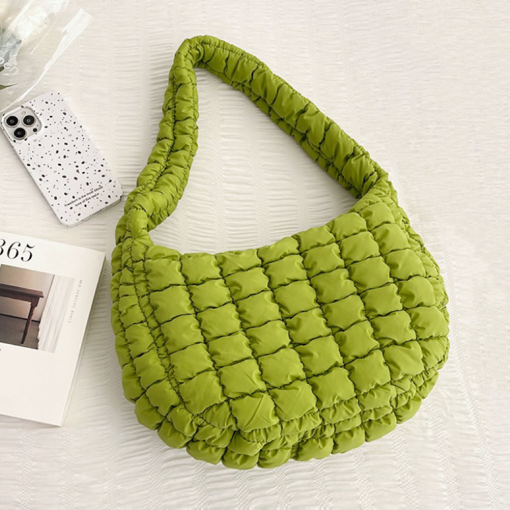 Pleated Shoulder Bag for Women-mivona20250409-Calm Wears-Dark green-Calm Wears