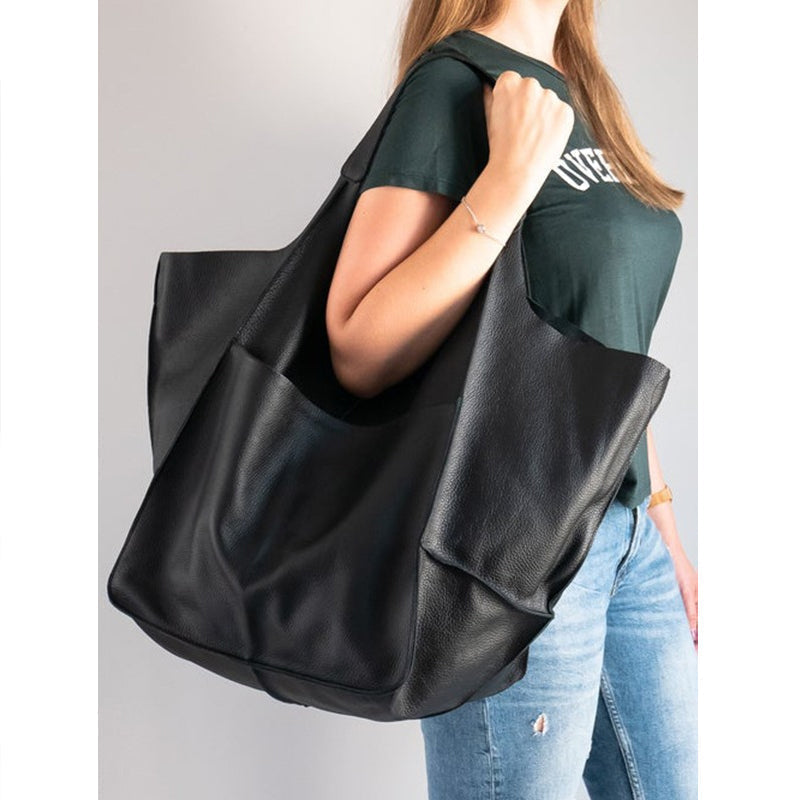Oversized Leather Shoulder Bag for Women
