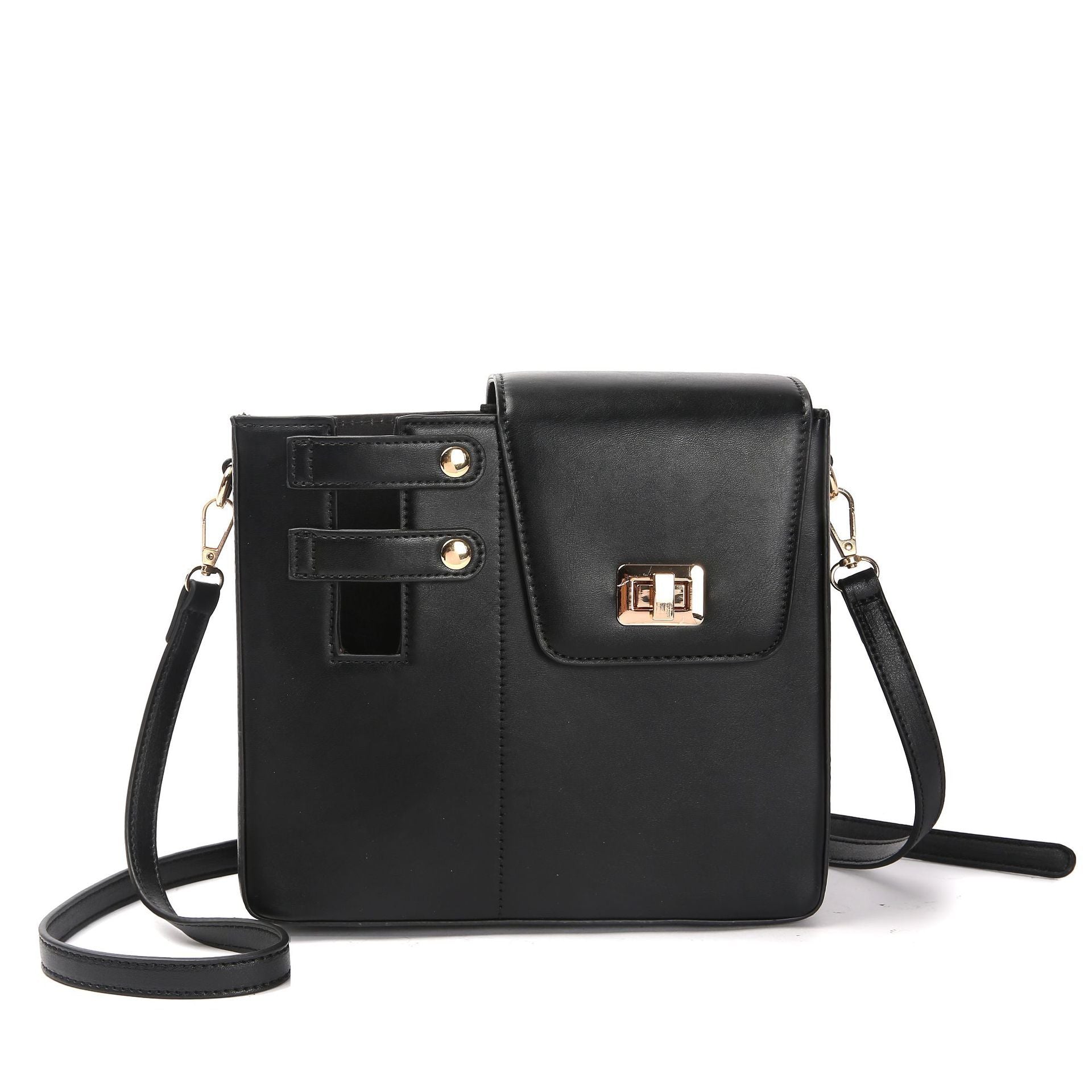 Vegan Leather Shoulder Bag-getme20260422-Calm Wears-Black-Calm Wears