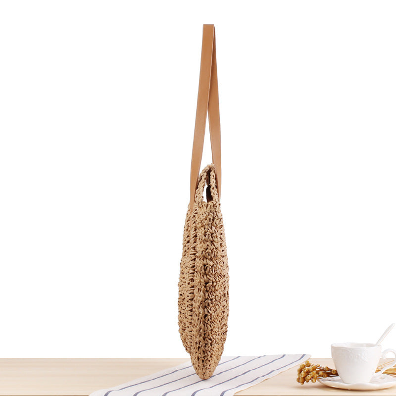 Simple Round Shoulder Bag Straw Bag Summer Beach Bags