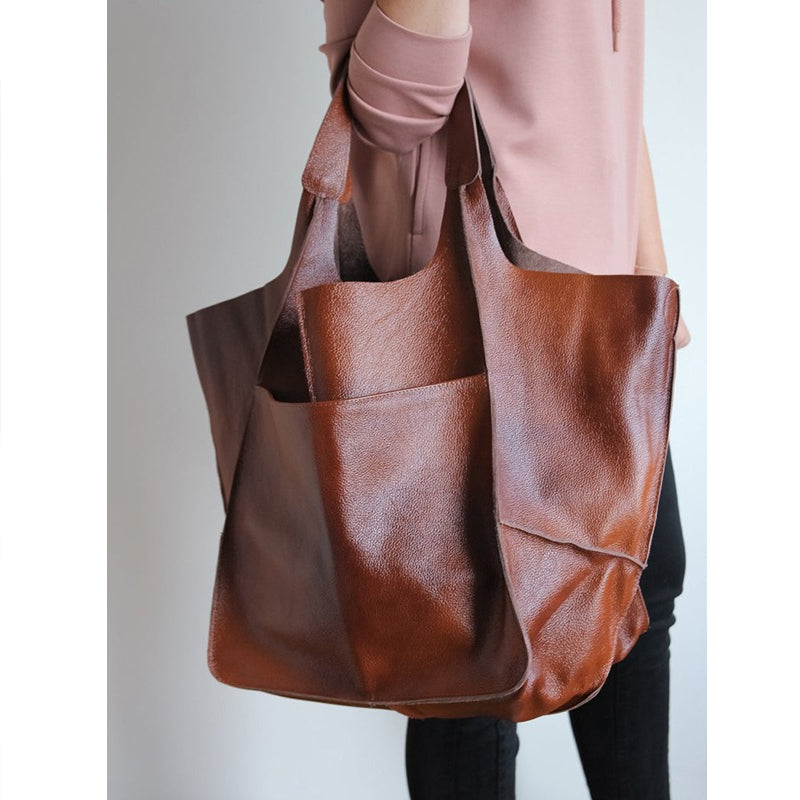 Oversized Leather Shoulder Bag for Women