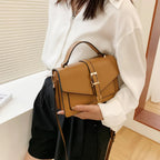 for ladies - Elegant handbag with gold buckle and adjustable strap-Calm Wears-Black-Calm Wears