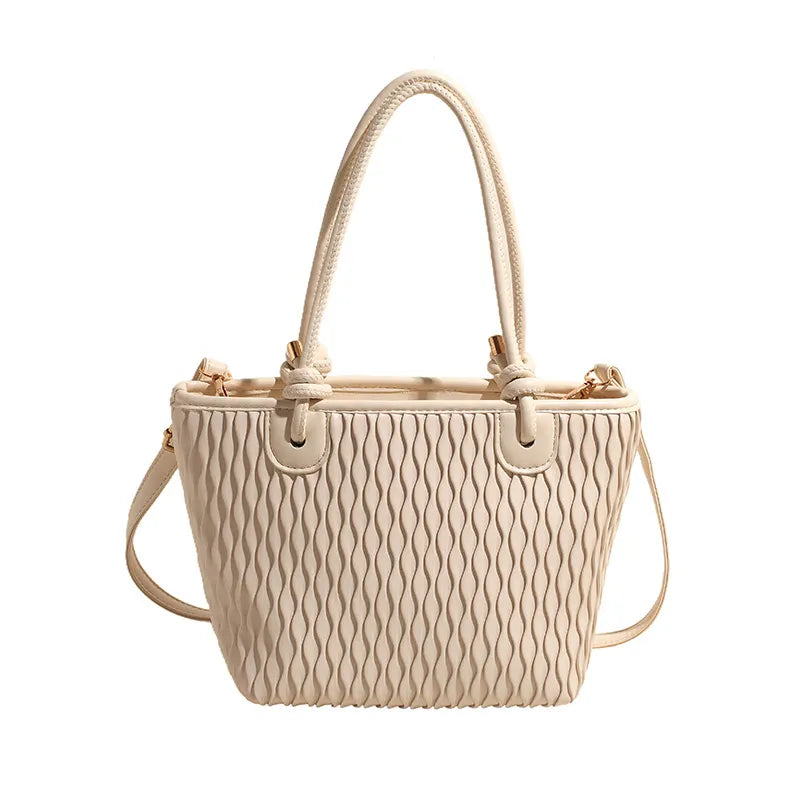 Shoulder bag for - Simple bag with textured design and adjustable strap-Calm Wears-White-Calm Wears
