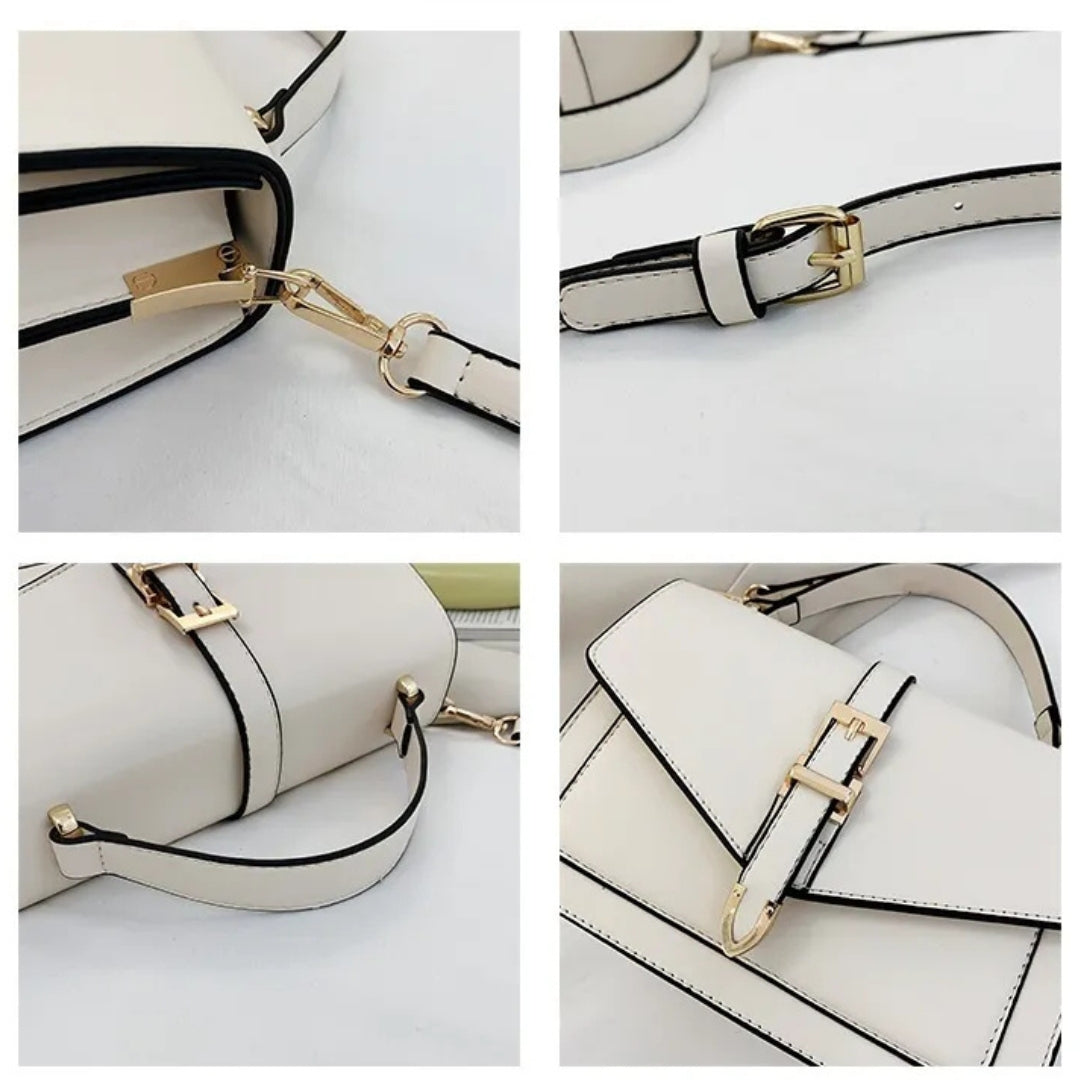 for ladies - Elegant handbag with gold buckle and adjustable strap-Calm Wears-Black-Calm Wears