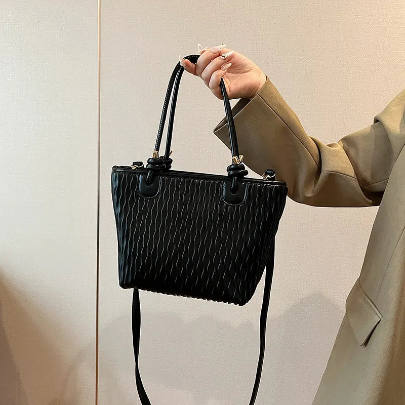 Shoulder bag for - Simple bag with textured design and adjustable strap-Calm Wears-Black-Calm Wears