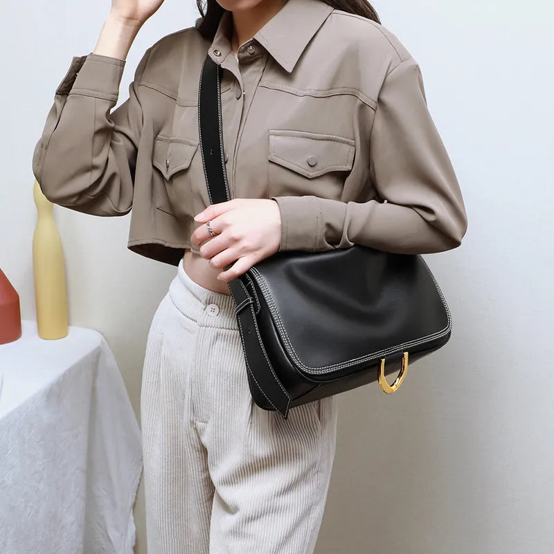 Bag for - Elegant Shoulder Bag with Gold Accent and Plenty of Storage-Calm Wears-Black Viney-Calm Wears