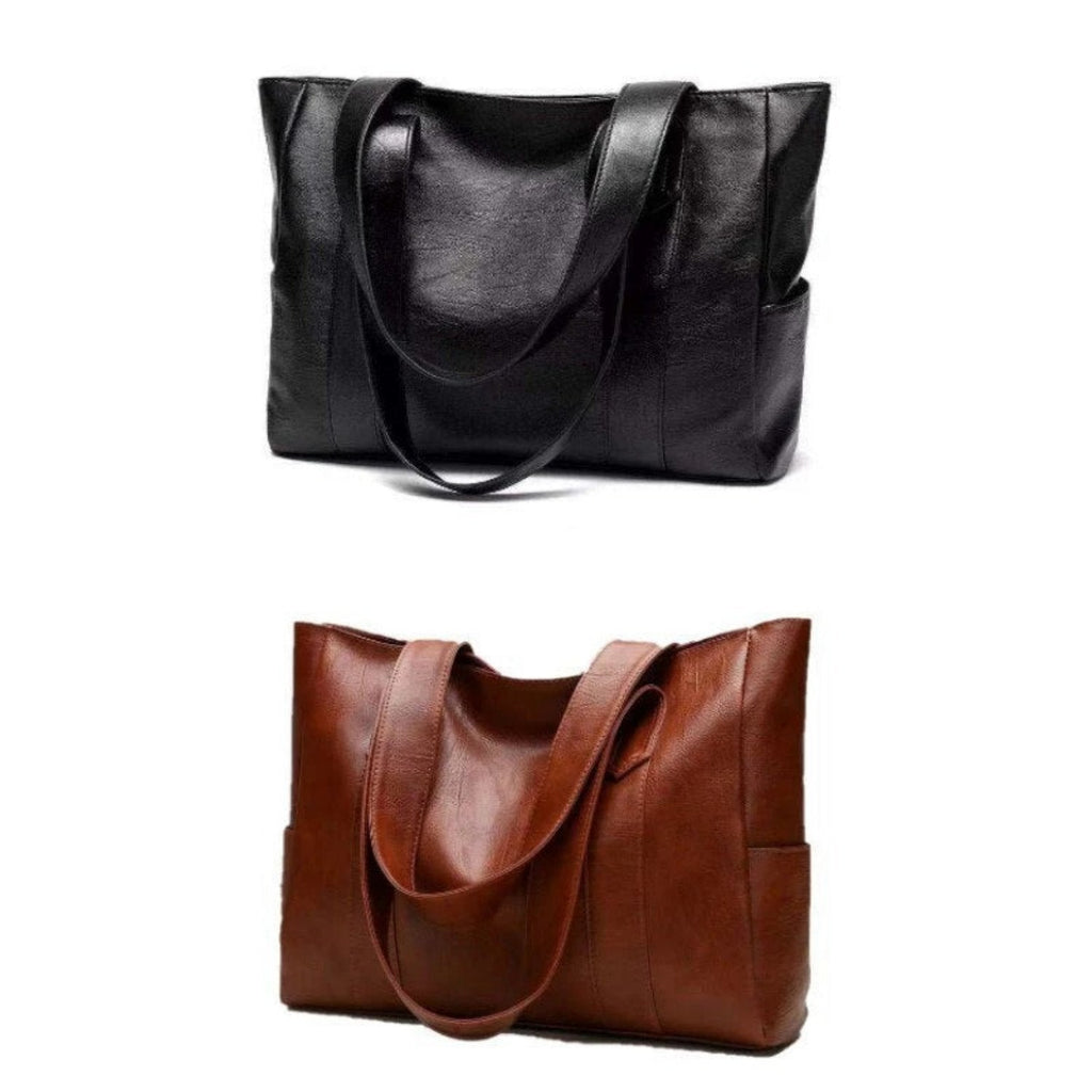 Leather Shoulder Bag Large Capacity Classic Vintage Style Elegant Tote Bag for Everyday