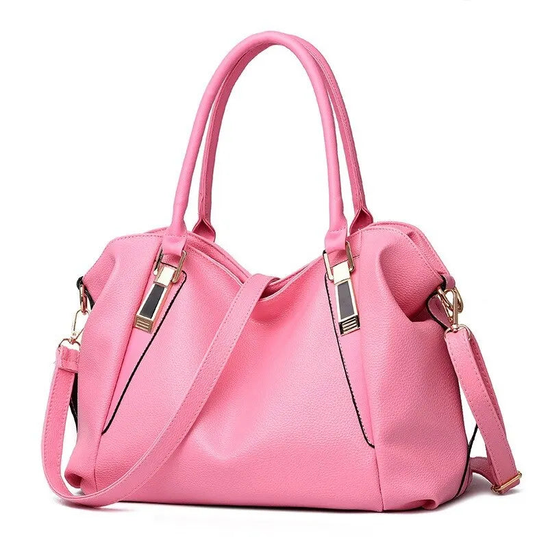 Solid color tote shoulder bag for women