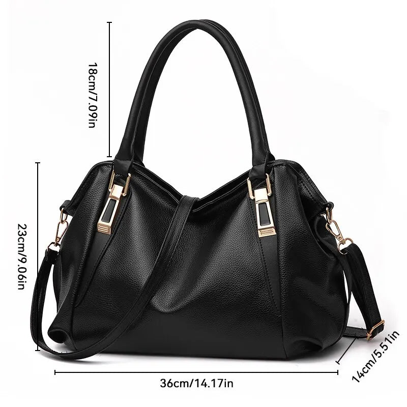 Solid color tote shoulder bag for women