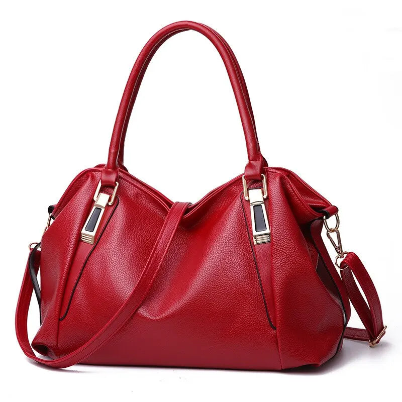 Solid color tote shoulder bag for women