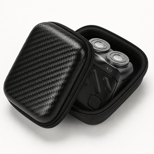 Compact Hard-Shell EVA Protective Travel Case For Mini Shaver-https://detail.1688.com/offer/778317632494.html-Calm Wears-Waterproof Black PU — 3.54 × 2.76 × 1.38 in-Calm Wears