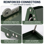 Portable folding aluminum camping table with low-profile collapsible legs