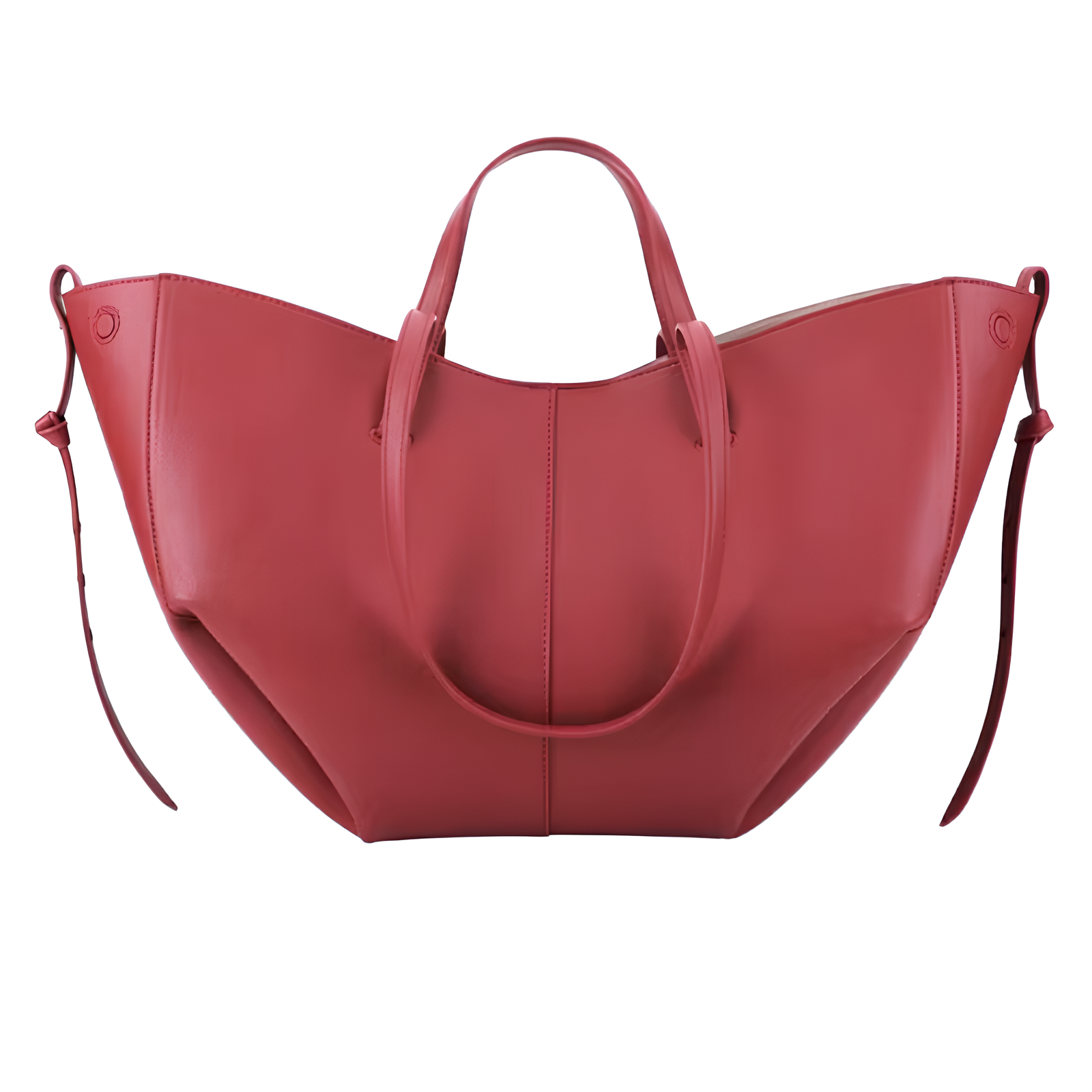 Large Grainy Leather Tote Bag-dione couture20260421-Calm Wears-Red-Calm Wears