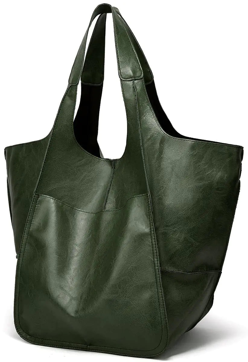 Essential Versatility by Clare - Urban Leather Tote Bag-clare bags20260419-Calm Wears-Green-Calm Wears
