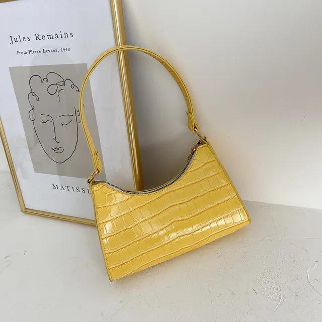 Women's leather shoulder bag in retro style-trendvilla20240423-Calm Wears-Yellow-Calm Wears