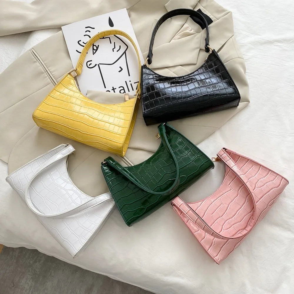 Women's leather shoulder bag in retro style