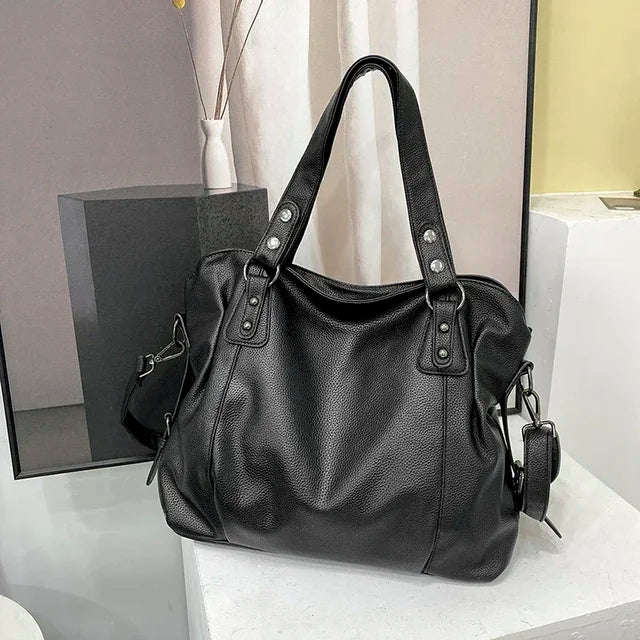 Leather Hobo Shoulder Bag for Women-trendvilla20240423-Calm Wears-Black-Calm Wears