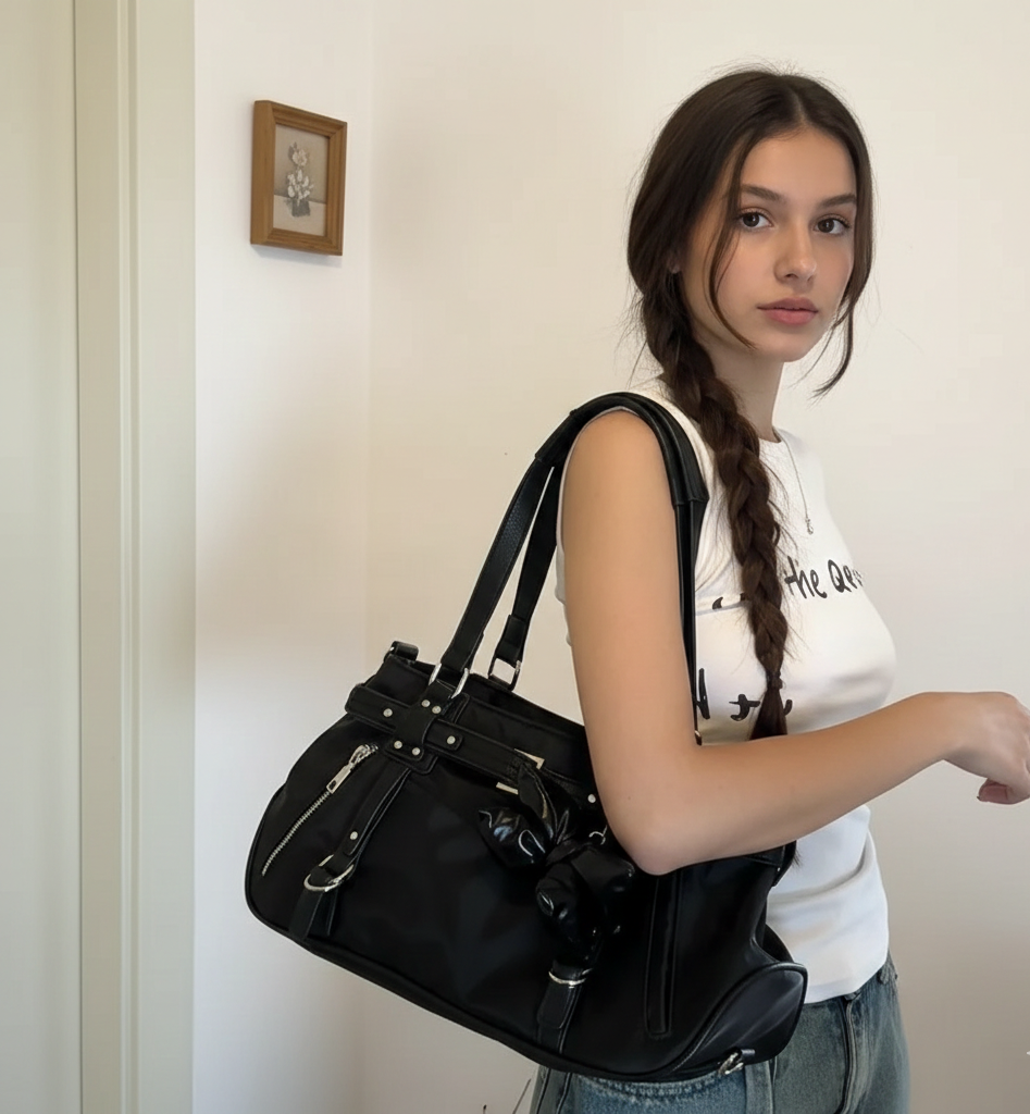 Street Style Tote Bag Underarm Single Shoulder Yoga Commute Large Capacity Fitness Crossbody Bag Sweet Cool Trendy-dione couture20260420-Calm Wears-Black-Calm Wears