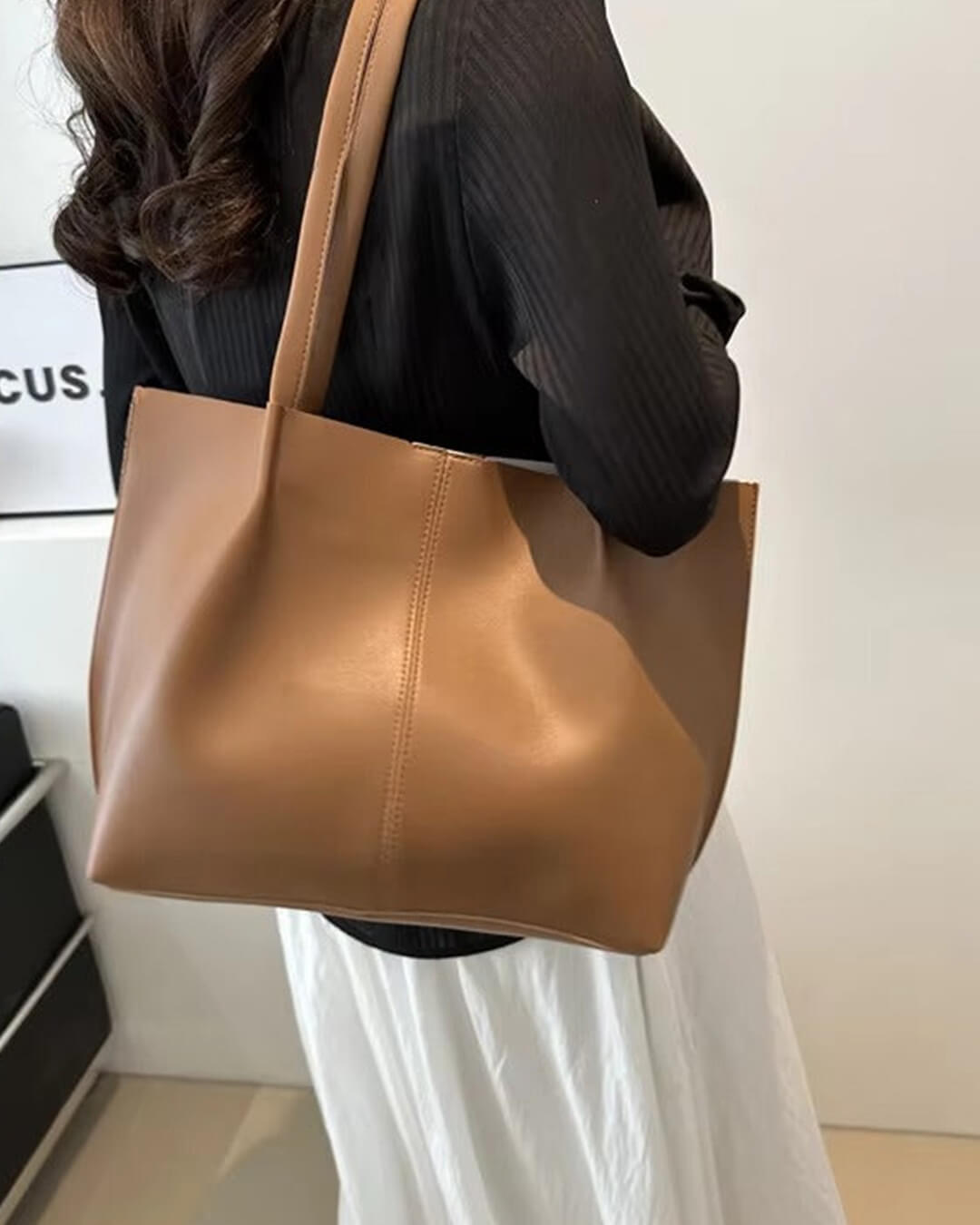 Ladies tote bag with open construction-maya mode20260422-Calm Wears-Braun-30.5 cm x 12.5 cm x 27 cm-Calm Wears